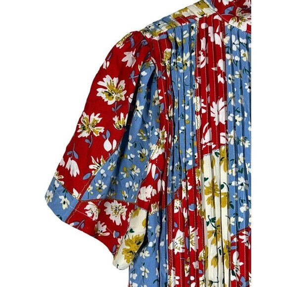 Love + Harmony Tunic Mini Dress‎ Women's Size S Floral Pintuck Button Front S/S - Picture 15 of 16